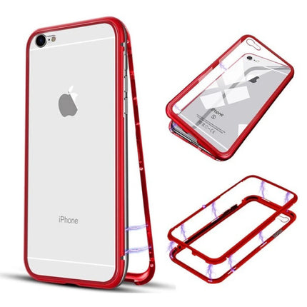 iPhone 6S Plus Magnetisch 360° Hoesje met Tempered Glass - Full Body Cover Hoesje + Screenprotector Rood