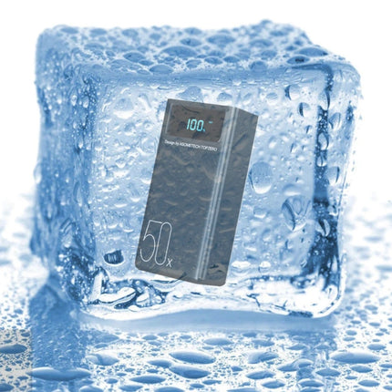 50X Powerbank met 4 Uitvoer/3 Invoer Poorten 50.000mAh - Ingebouwde Zaklamp - Externe Noodaccu Batterij Oplader Charger Zwart