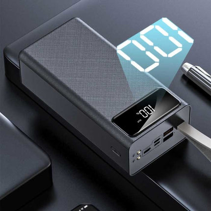 80.000mAh Powerbank met 2 Uitvoer/3 Invoer Poorten - Ingebouwde Zaklamp - Externe Noodaccu Batterij Oplader Charger Zwart