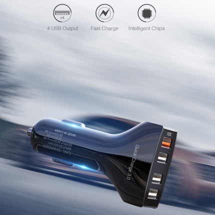 Qualcomm Quick Charge 3.0 Quad Port Autolader/Carcharger - Zwart