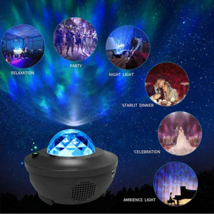 Sterren Projector met Afstandsbediening - Bluetooth Sterrenhemel Muziek Sfeerlamp Tafellamp Zwart