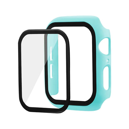 Full Cover voor iWatch Series 42mm - Hoesje en Screen Protector - Tempered Glass Hard Case TPU Lichtblauw