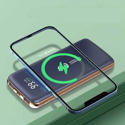 Universele 20.000mAh Powerbank - 4 Types Oplaadkabel - Externe Noodaccu Batterij Oplader Charger Blauw