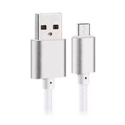 USB 2.0 - Micro-USB Oplaadkabel Gevlochten Nylon Oplader Data Kabel Data Android 1.5 Meter Wit