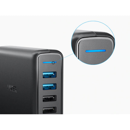 5-Port Muur Oplader - PowerIQ Wallcharger AC Thuislader Stekkerlader Adapter Zwart