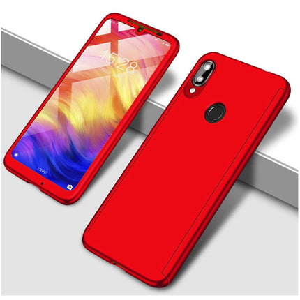 Xiaomi Redmi 6A Full Cover - 360° Body Hoesje Case + Screenprotector Tempered Glass Rood