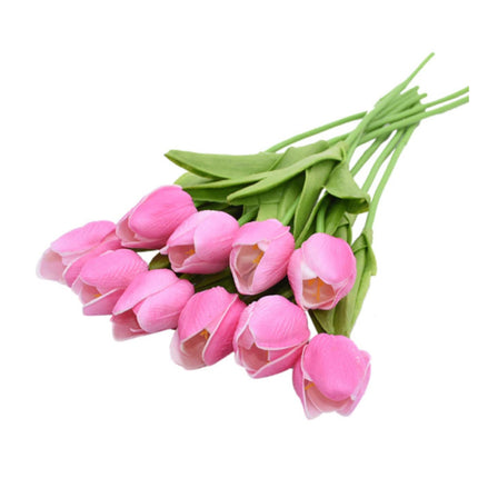 Kunst Boeket - Tulpen Zijden Bloemen Tulp Luxe Boeketten Decor Ornament Roze