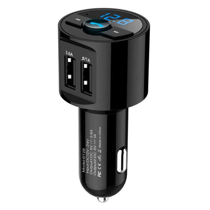 3.6A Dual USB Autolader met Bluetooth Transmitter - Handsfree Oplader FM Radio Kit Met SD-Kaart Slot Zwart