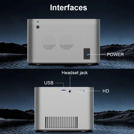 Android 11 Projector - 580 ANSI Lumen - Beamer Home Media Speler Grijs