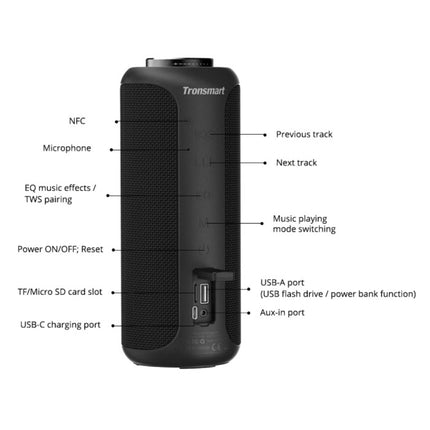 T6 Plus Bluetooth 5.0 Soundbox Draadloze Luidspreker Externe Wireless Speaker Zwart