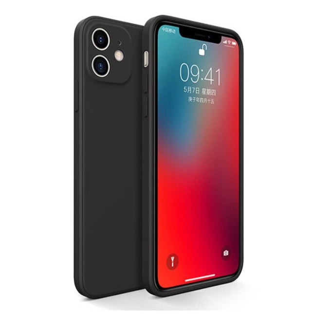 iPhone XS Max Square Silicone Hoesje - Zachte Matte Case Liquid Cover Zwart