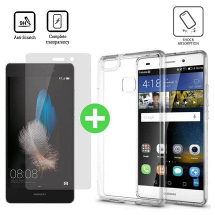 Huawei P9 Transparant TPU Hoesje + Screen Protector Tempered Glass