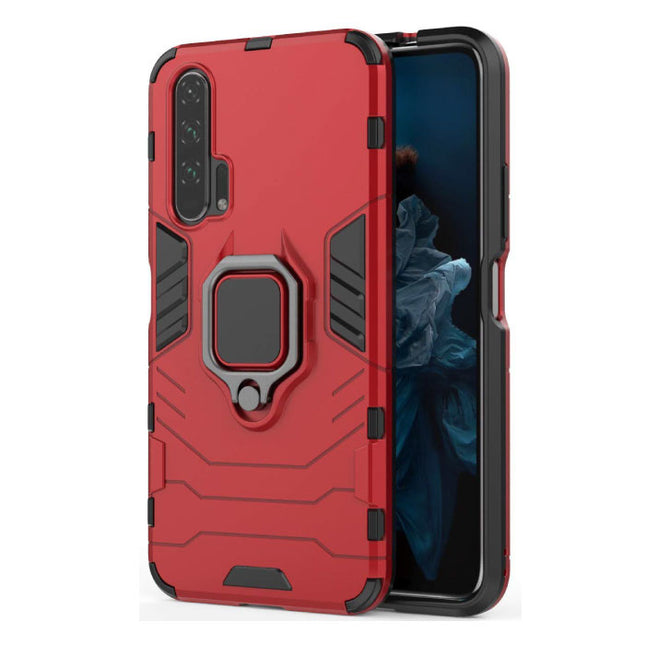 Huawei Mate 20 Lite Hoesje  - Magnetisch Shockproof Case Cover Cas TPU Rood + Kickstand