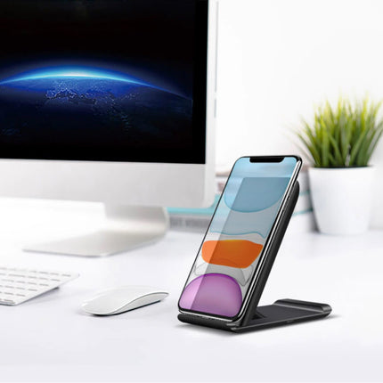 Qi Draadloze Oplader Bureau Standaard 15W - Type C Universeel Telefoonhouder Wireless Charging Pad Wit