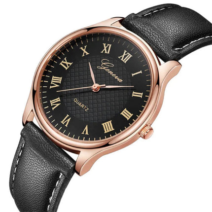 Klassiek Horloge voor Heren - Kwarts Uurwerk Leren Bandje Rose Gold