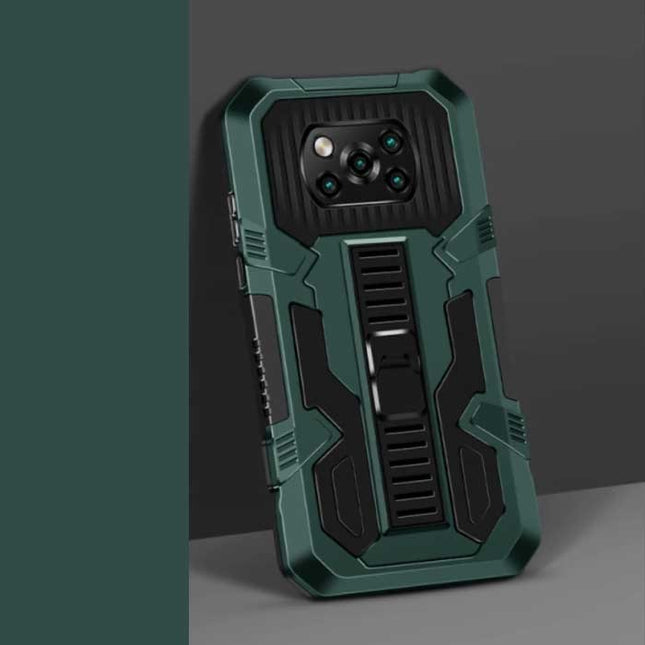 Xiaomi Poco M3 - Armor Hoesje met Kickstand en Pop Grip - Bescherming Cover Case Groen