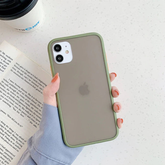 iPhone 11 Pro Max Bumper Hoesje Case Cover Silicone TPU Anti-Shock Kaki