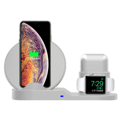 3 in 1 Draadloze Oplader voor Apple iPhone / iWatch / AirPods -  Oplaadstation Charging Dock 18W Wireless Pad Wit