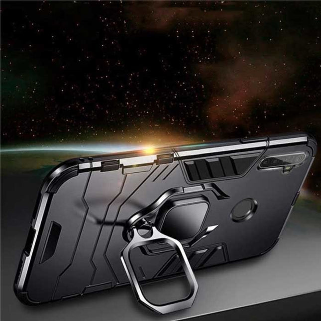 Oppo Realme C2 Hoesje  - Magnetisch Shockproof Case Cover + Kickstand Zwart