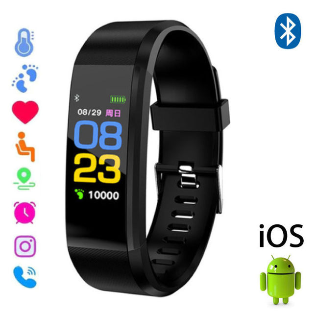 Originele ID115 Plus Smartband Fitness Sport Activity Tracker Smartwatch Smartphone Horloge iOS Android iPhone Samsung Huawei Zwart 