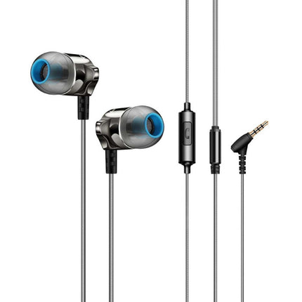 DM7 Oordopjes met Microfoon en Controls - 3.5mm AUX Oortjes Volumebeheer Wired Earphones Oortelefoon Zwart
