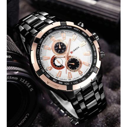 Staal Horloge voor Heren - Leren Bandje Anoloog Luxe Uurwerk voor Mannen Kwarts