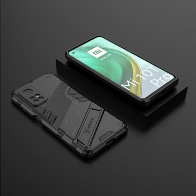 Xiaomi Mi 10T Pro Hoesje met Kickstand - Shockproof Armor Case Cover TPU Zwart