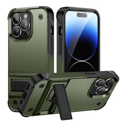 iPhone 16 Armor Hoesje met Kickstand - Shockproof Cover Case - Groen