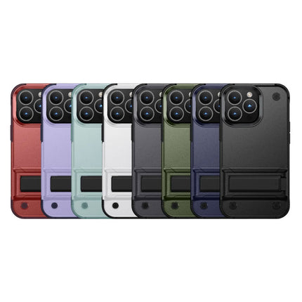iPhone 15 Pro Armor Hoesje met Kickstand - Shockproof Cover Case - Blauw