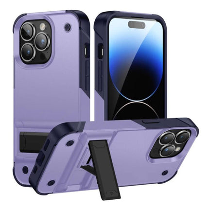 iPhone 16 Plus Armor Hoesje met Kickstand - Shockproof Cover Case - Paars