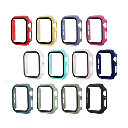 Full Cover voor iWatch Series 38mm - Hoesje en Screen Protector - Tempered Glass Hard Case TPU Roze