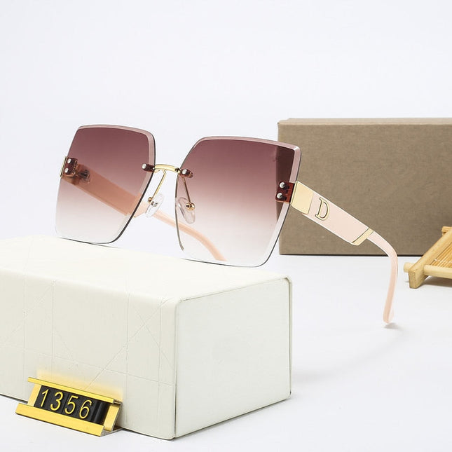 Oversized Montuurloze Zonnebril voor Dames - Designer Vierkante Bril UV400 Shades Zwart