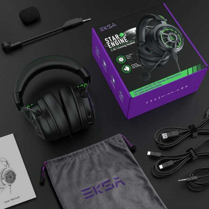 AUX/USB/Type C Gaming Headset - Voor PS4/XBOX/Switch/PC 7.1 Surround Sound - Headphones Koptelefoon  met Microfoon Zwart