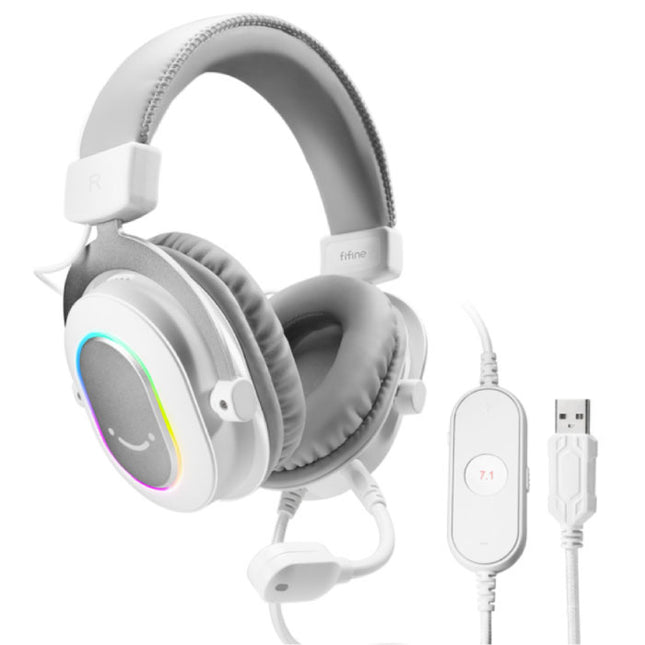 RGB Gaming Headset - Voor PS4/XBOX/Switch/PC 7.1 Surround Sound - Headphones Koptelefoon  met Microfoon Wit