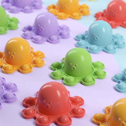 Pop It Octopus - Dubbel Gezicht - Fidget Anti Stress Speelgoed Bubble Toy Siliconen Blauw-Rood